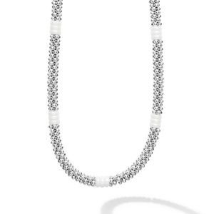 LAGOS White Caviar Ceramic Three Bead Station Caviar Necklace